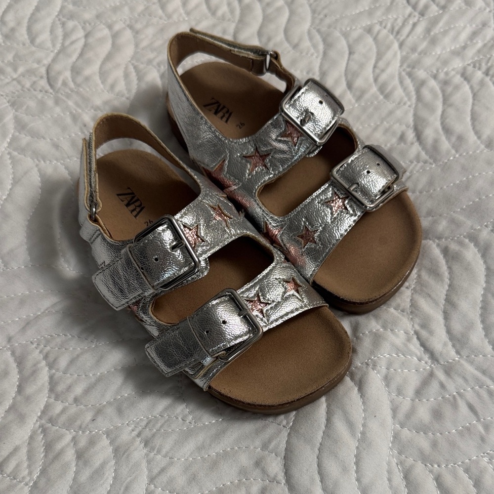 Zara Kids Metallic Sandals with Star Accents